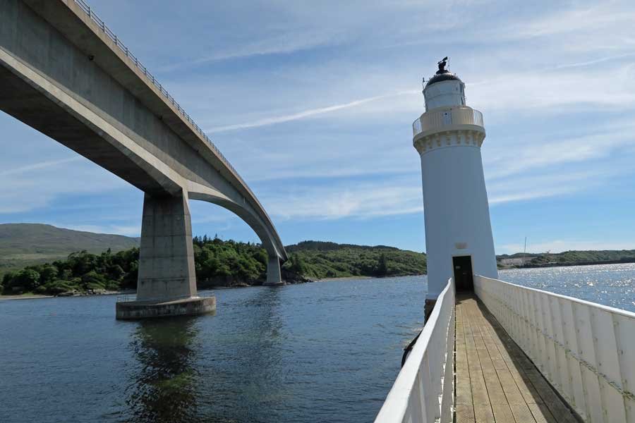 The Skye Road bridge and the lighthouse on Eilean Bàn