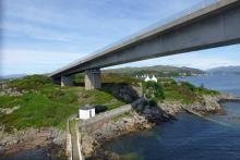Looking down onto Eilean Bàn from the lighthouse