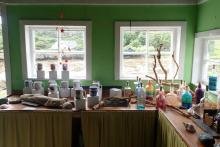 Inside the Green Shed craft shop on The Isle of Muck